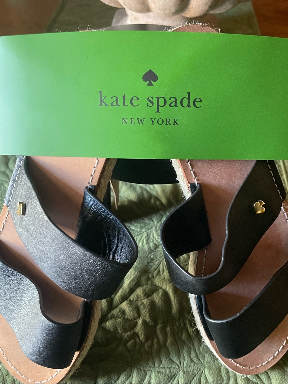 NWOT Kate Spade Size 8 Idreena Black Double-Strap Slide Sandals